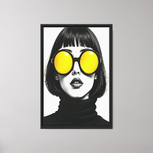 Bold Girl with Yellow Glasses Canvas Print