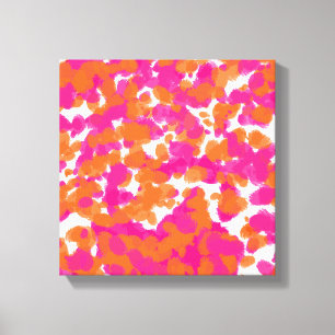 Bold Girly Hot Pink Fuchsia Orange Paint Splashes Canvas Print