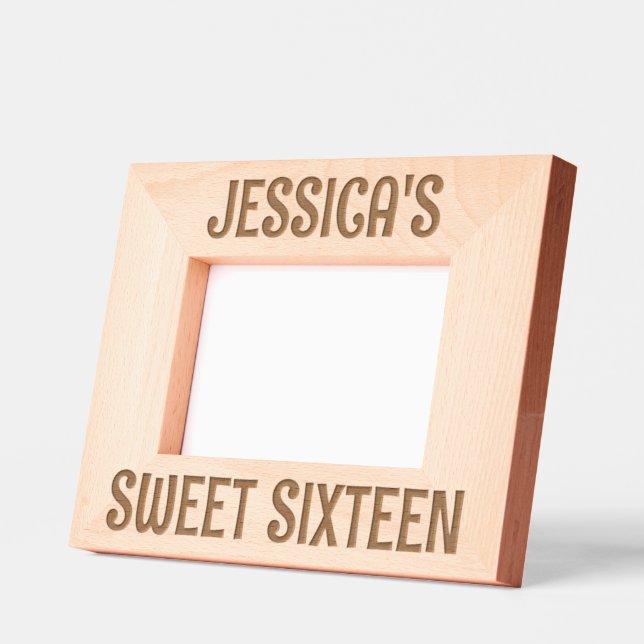 Bold Girly Personalized Sweet Sixteen Etched Frames (Left)