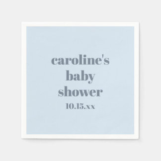 Bold Glacier Blue Modern Fun Custom Baby Shower Napkin