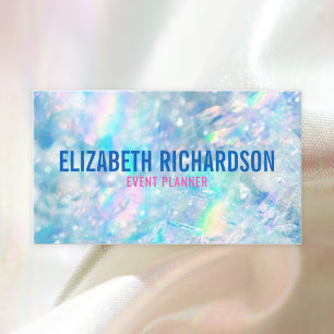 Bold Glam Elegant Blue Colorful Rainbow Crystal Business Card
