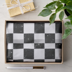 Bold Glamourous Black Glitter & White Check Patter Tissue Paper