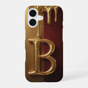 💎 Bold Glitter B Monogram With Dripping Liquid iPhone 16 Case