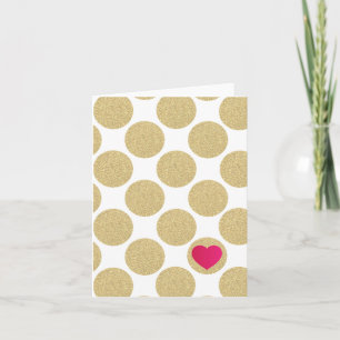Bold Glitter Gold Dot With Heart and Custom Colour Card