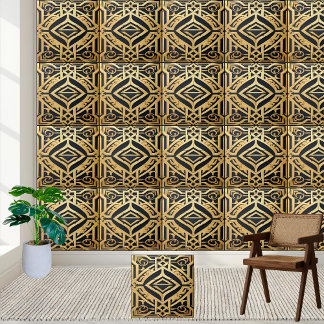 Bold Gold and Black Mosaic Greek Tiles