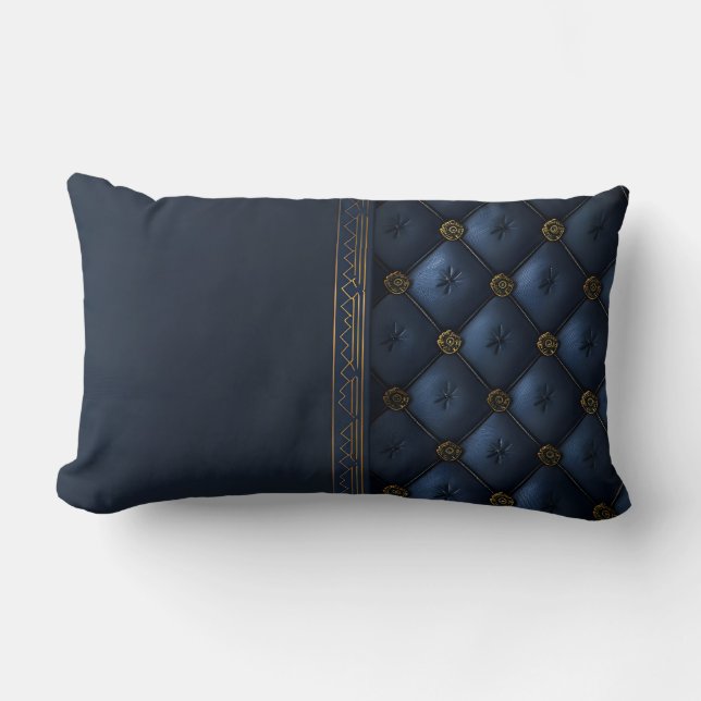 Bold Gold and Navy Blue Abstract  Lumbar Pillow (Front)
