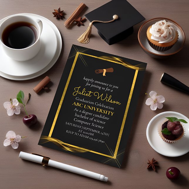Bold Gold college graduation stylish commencement Invitation (Creator Uploaded)