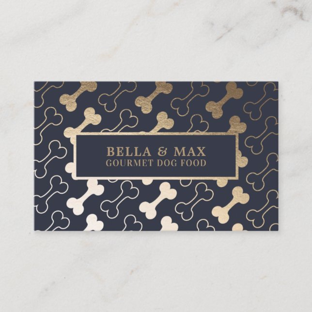 Bold Gold Dog Bone Pattern Business Card (Front)
