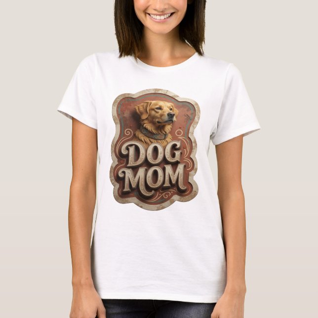 Bold Gold DOG MOM Slogan Tee (Front)