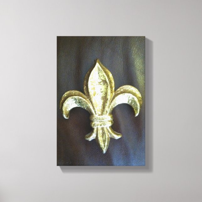 Bold Gold Fleur de lis print on black (Front)