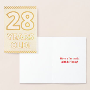 Bold, Gold Foil "28 YEARS OLD!" Birthday Card