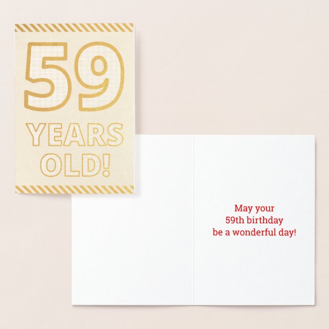 Bold, Gold Foil "59 YEARS OLD!" Birthday Card (Display)