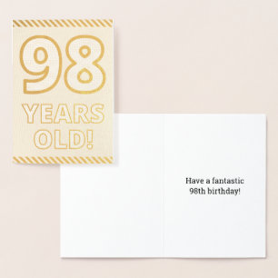 Bold, Gold Foil "98 YEARS OLD!" Birthday Card