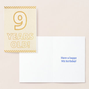 Bold, Gold Foil "9 YEARS OLD!" Birthday Card
