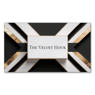 Bold Gold Foil Geometric X Black White Modern Magnetic Business Card