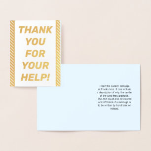 Bold Gold Foil "MERCI POUR VOTRE AIDE !" Carte