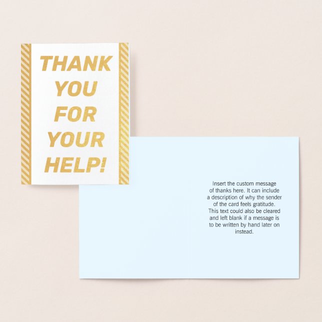 Bold Gold Foil "MERCI POUR VOTRE AIDE !" Carte (Affichage)