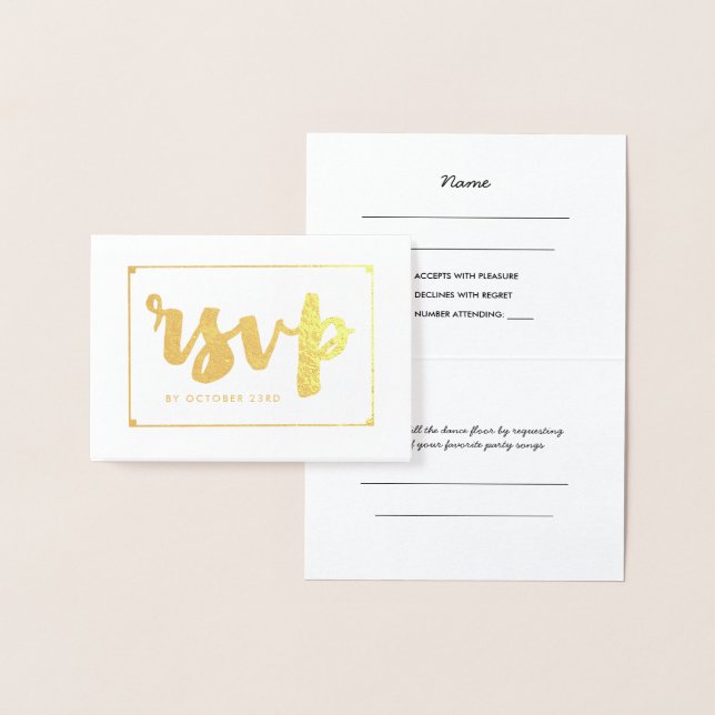 Bold Gold Hand-Lettered RSVP Foil Card (Display)