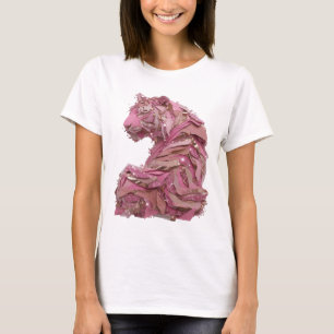 Bold Gold PINK TIGER Artistic Motif T-Shirt