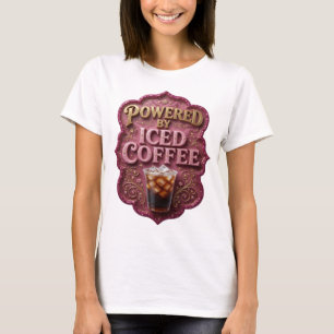 Bold Gold POWERED BY ICED COFFEE Statement Design T-Shirt