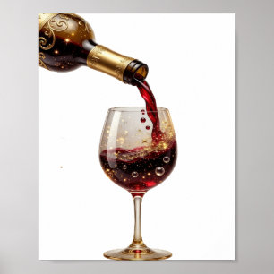 Bold Gold RED WINE Slogan Tee Poster