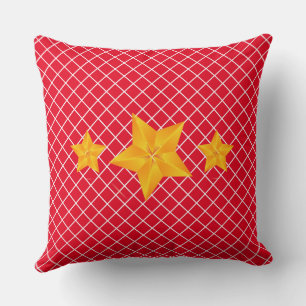 Bold Gold Stars/Red Stripes Throw Pillow