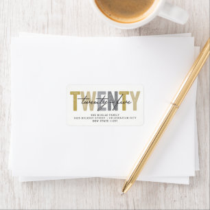 Bold Gold Typography 2025 New Year Return Address Label