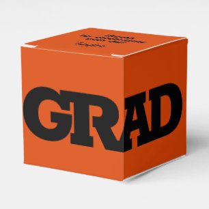 Bold GRAD Black and Orange Graduation Party Favor Box