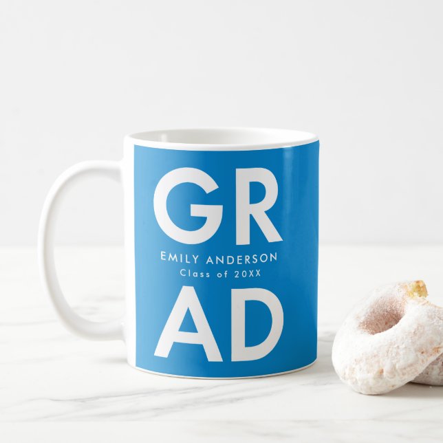 Bold Grad Blue Graduation Coffee Mug (With Donut)