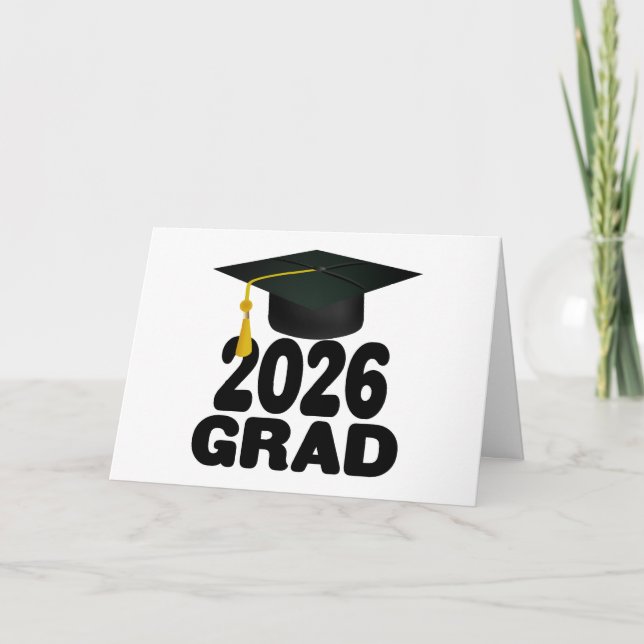Bold Grad Cap Class of 2026 Graduation Card (Front)