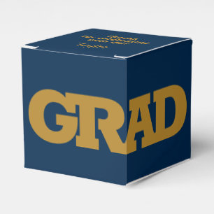 Bold GRAD   Gold and Navy Graduation Party Favor Box