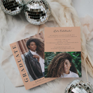 Bold Grad Modern Photo Announcement Party Invite