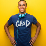 Bold grad modern trendy graduation personalized T-Shirt<br><div class="desc">Celebrate graduation with this stylish t-shirt that features a bold "grad" in white brushy type along with customizable text that can be school name, graduation year or other. Pick your school colour shirt and rock this shirt proudly. Coordinates with the Lea Delaveris Design Bold Graduate collection of graduation party decor...</div>
