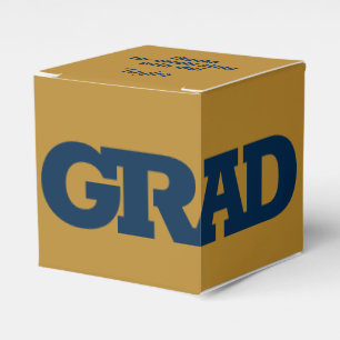 Bold GRAD Navy and Gold Graduation Party Favor Box