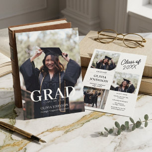 Bold GRAD Overlay Photo Modern Graduation Party Invitation