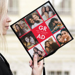 Bold Grad Red 8 Photo Collage Graduation Cap Topper<br><div class="desc">Celebrate your graduation day in style with a photo collage graduation cap topper! The custom graduation cap topper features "Grad" in bold white lettering with a red background (or colour of your choice) surrounded by 8 of the graduate's favourite photos. Choose photos of your friends, family, pets, etc. Personalize the...</div>
