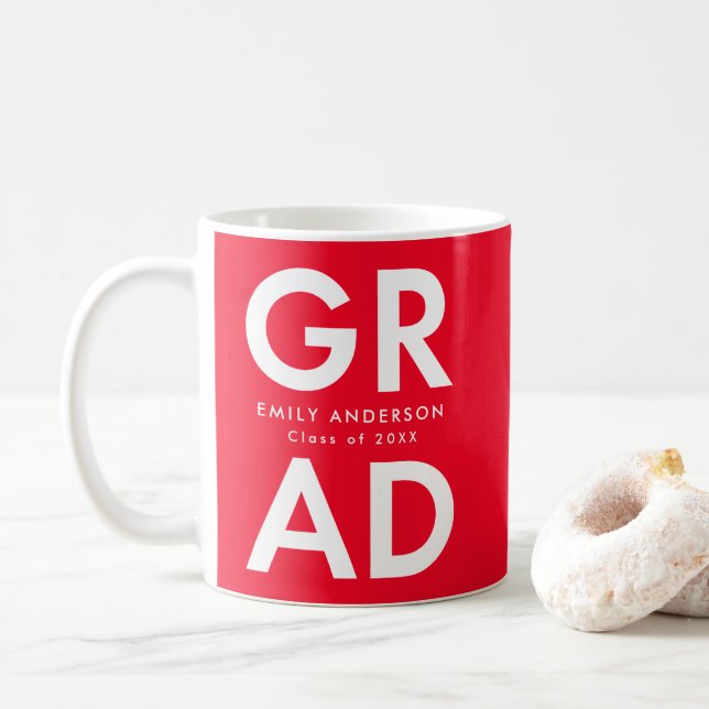 Bold Grad Red Graduation Coffee Mug (With Donut)
