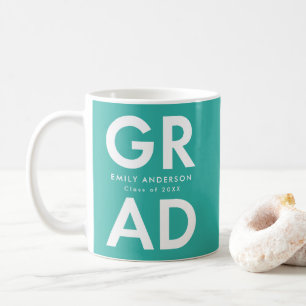 Bold Grad Turquoise Photo Graduation Coffee Mug