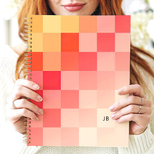 Bold Gradient Pink Chequerboard Monogram Planner