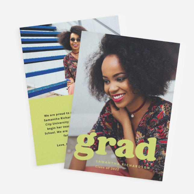 Bold Graduate | Modern Two Photo 2022 Graduation Invitation (Creator Uploaded)