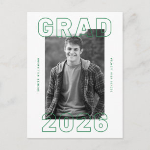Bold Graduation Photo Card   Announcement Postcard