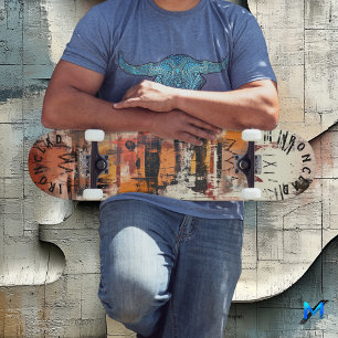 Bold Graffiti-Inspired with Abstract Layered Art Skateboard