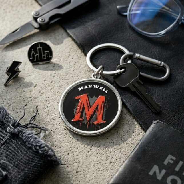  Bold Graffiti Monogram "M" - Customizable Urban Keychain (Creator Uploaded)