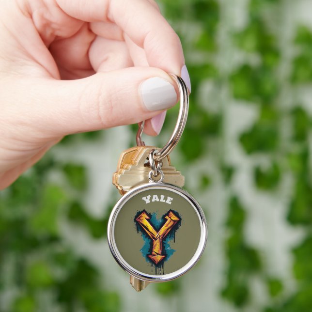 Bold Graffiti Monogram "Y" Customizable Keychain (Hand)