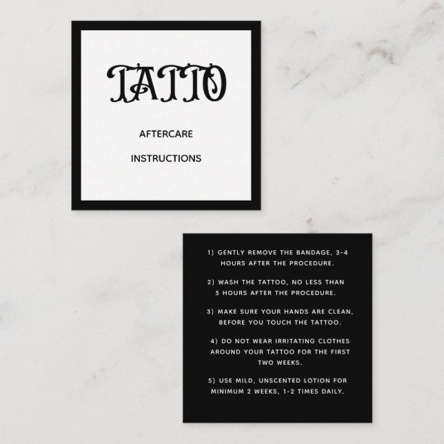 Bold Graffiti Pattern Tattoo Aftercare Instruction Square Business Card (Front/Back)