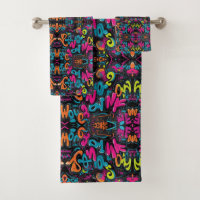 Bold Graffiti Street Art Typography Towel Set