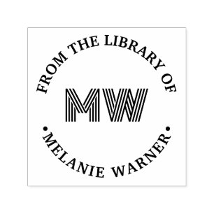 Bold Graphic 2 Initial Library Book Name Self-inking Stamp