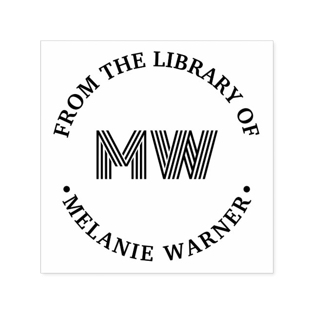 Bold Graphic 2 Initial Library Book Name Self-inking Stamp (Design)