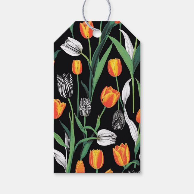 Bold Graphic Artistic Tulips  Gift Tags (Front)