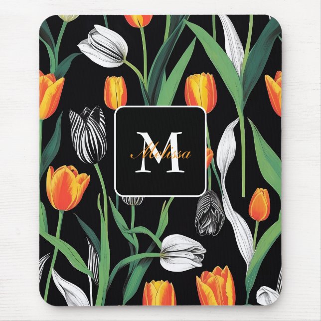Bold Graphic Artistic Tulips  Mouse Pad (Front)